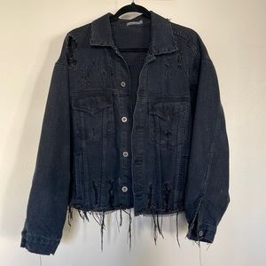 Carmar distressed black jean jacket